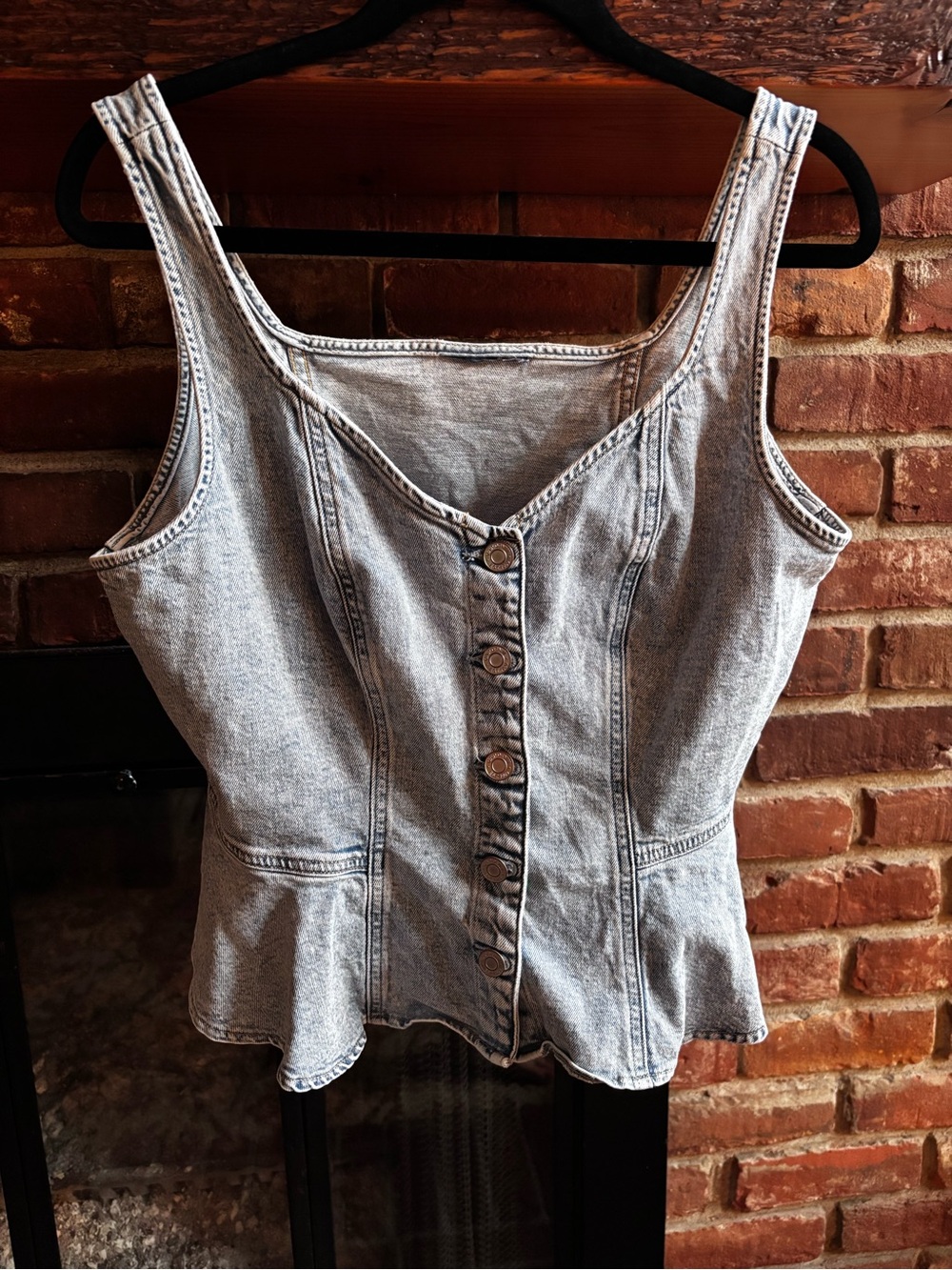 GAP Light Wash Denim Button-Front Tank